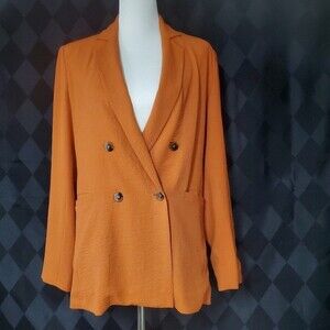Tea n Rose Burnt Orange Oversized Double Breasted Soft Lightweight Blazer Jacket